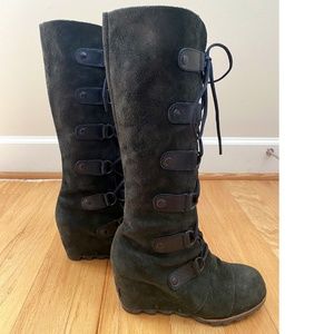 Sorel Joan of Arctic, Cate the Great tall knee high Lace Up boot black leather